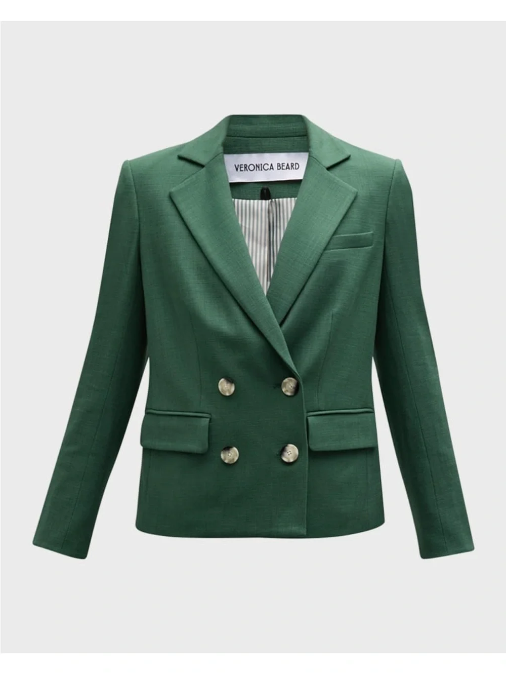 Veronica Beard Kona Dickey Jacket - Green Double-Breasted Blazer - Picture 1 of 5